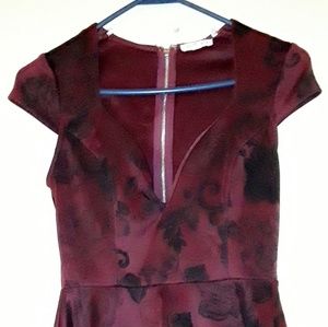 Maroon V-neck dress